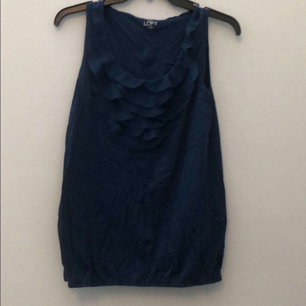 Ann Taylor Loft Teal Ruffle Tank - M